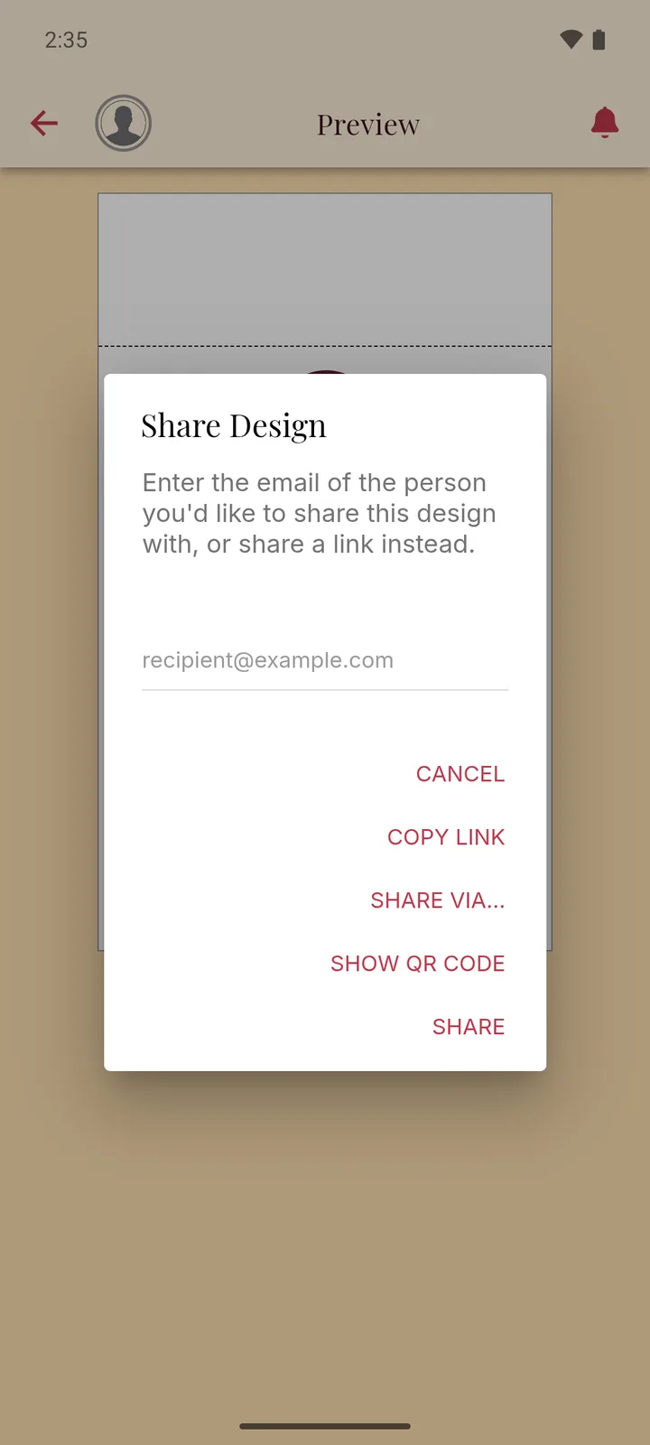 Shelf Talker app — Send a design to anyone, in two taps