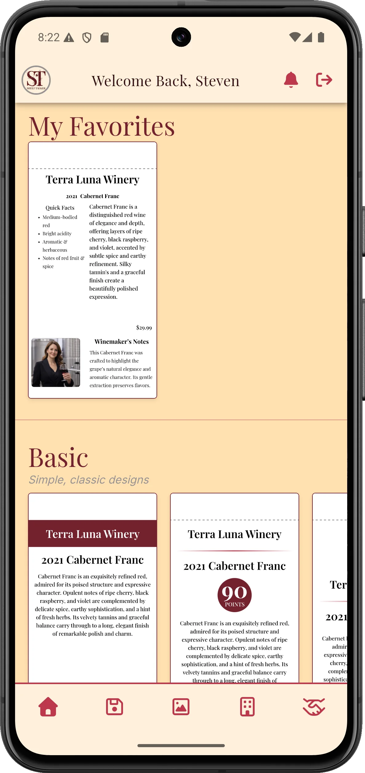 Shelf Talker app — design gallery
